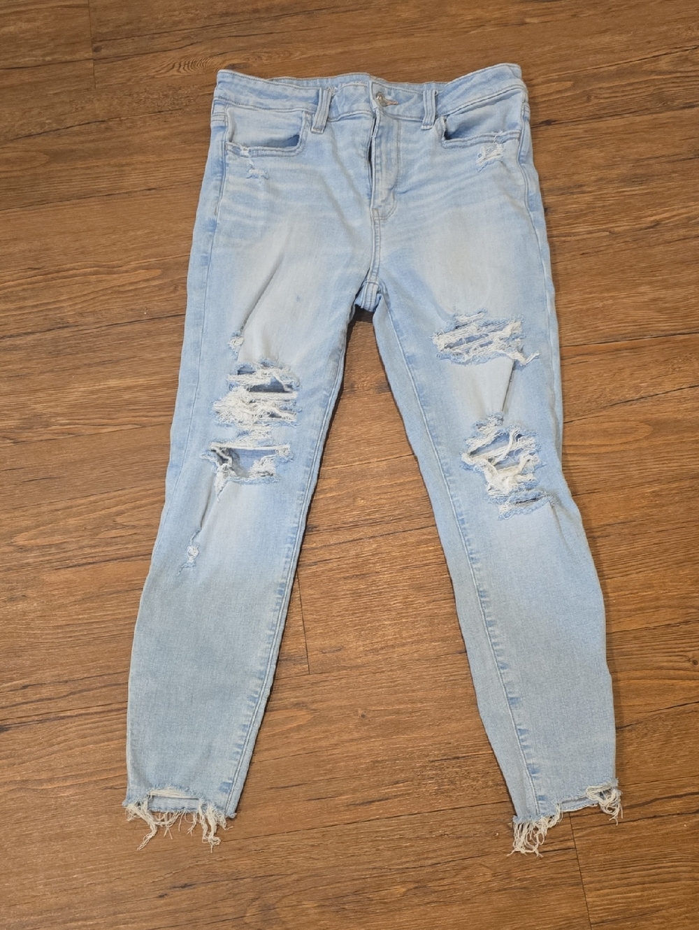American Eagle Light Blue Ripped Jeggings 6 X-Short